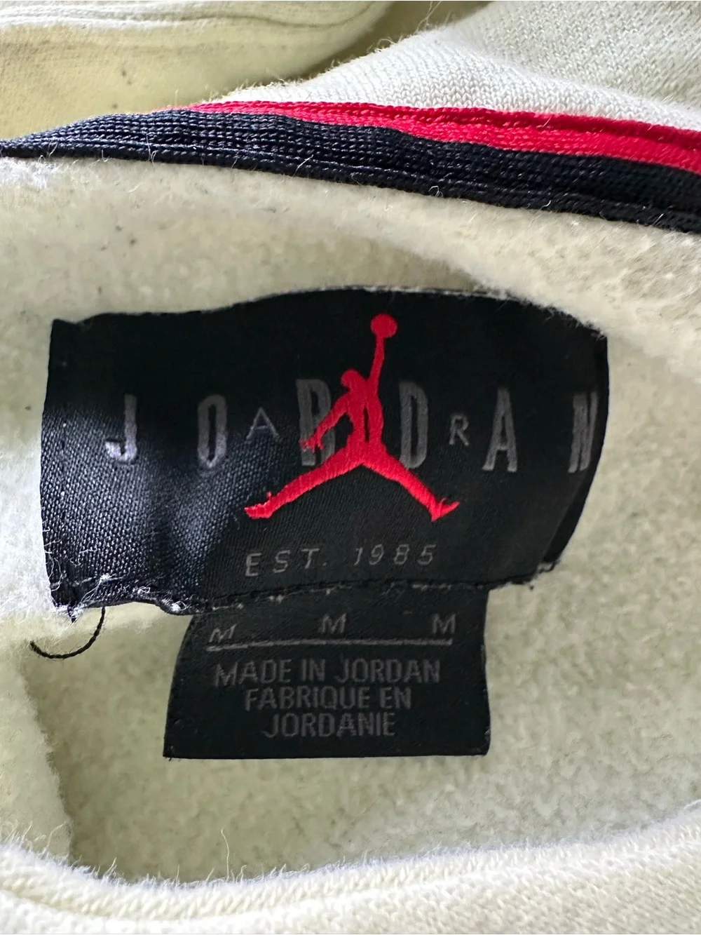 Jordan Men’s Size M Light Yellow Jump Man Pullover Hoodie with Navy Logos